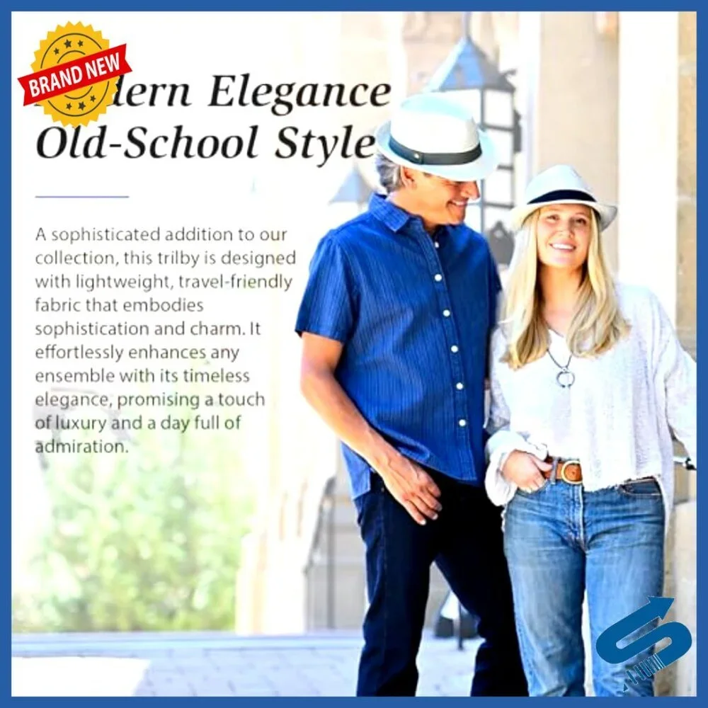 Adjustable Trilby Fedora Sun Hat, Travel-Friendly, Easy Care, Unisex